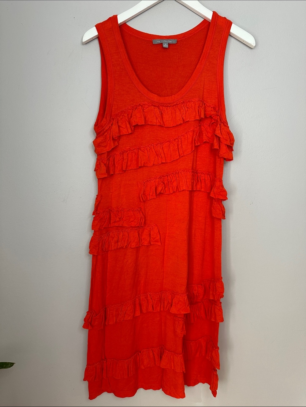 Sleeveless Ruffled Orange Dress - size M